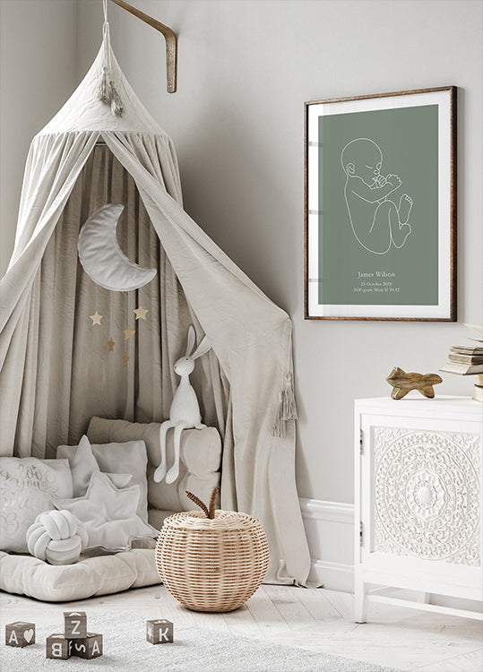 Minimalist Birth – Green Poster