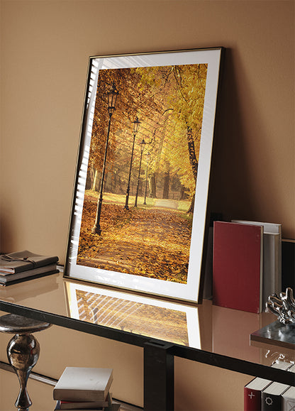 Golden Autumn Park Path Poster