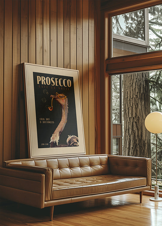 Art Deco Prosecco Wall Art Of An Ostrich Poster