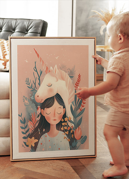 Girl and Unicorn Poster