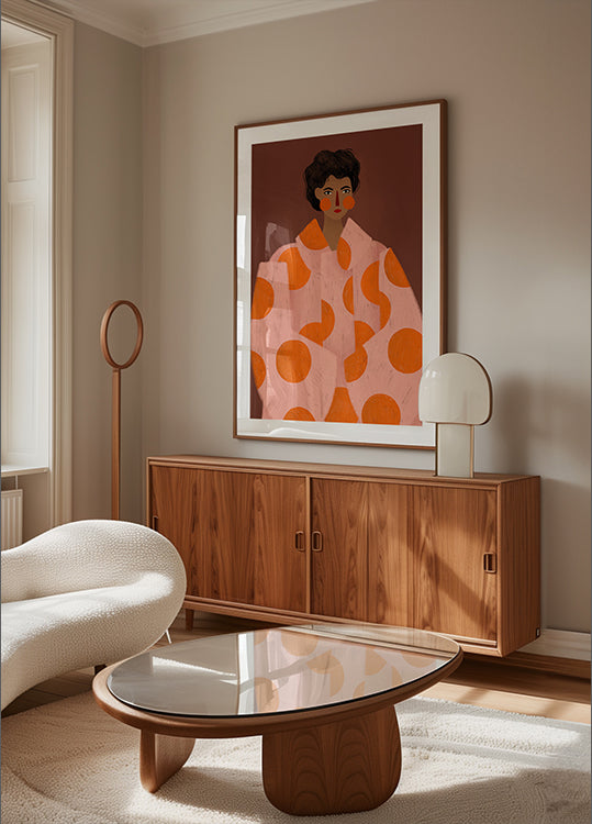 Woman With Orange Dots Poster