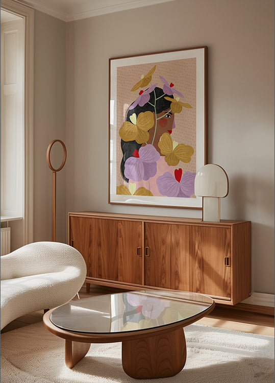 Hidden Behind Yellow Purple Flowers Poster