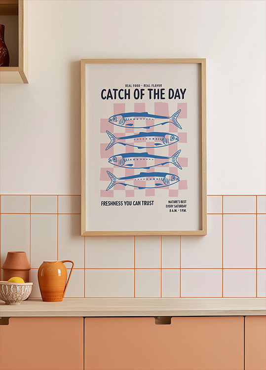 Farmers Market Sardines Blue Poster