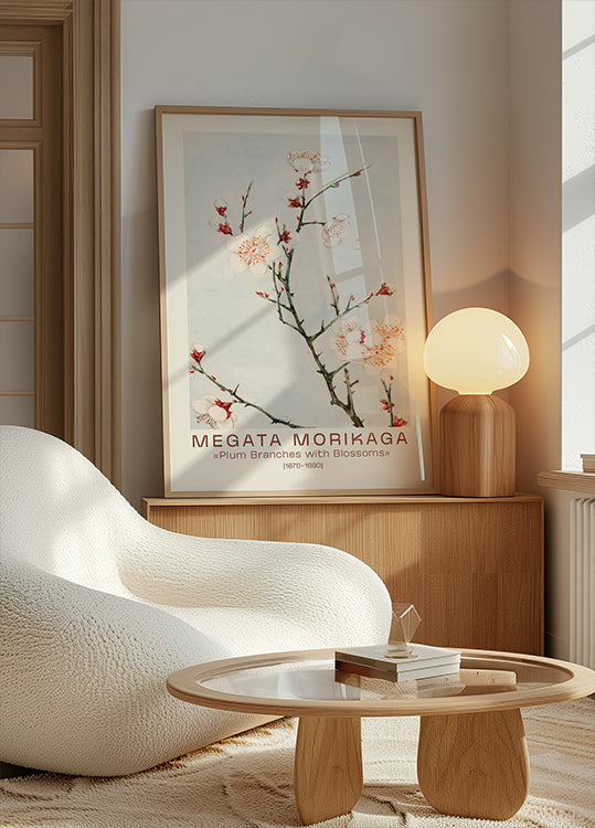 Megata Morikaga, Plum Branches with Blossoms Poster