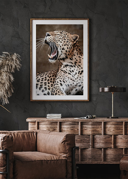 Roaring Leopard in Nature Poster