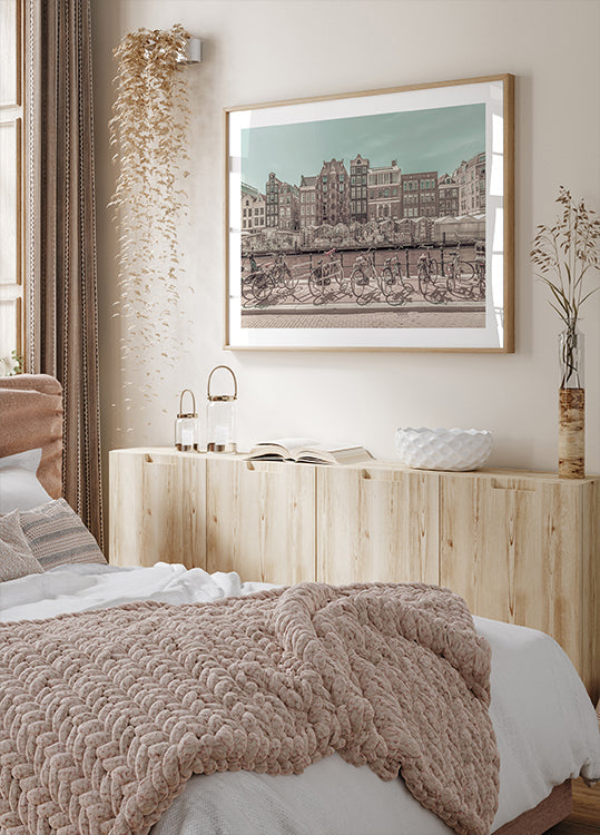 AMSTERDAM Singel Canal with Flower Market | urban vintage style Poster