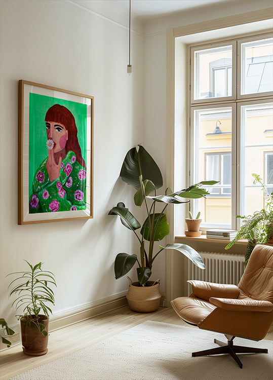 Woman Smoking a Flower