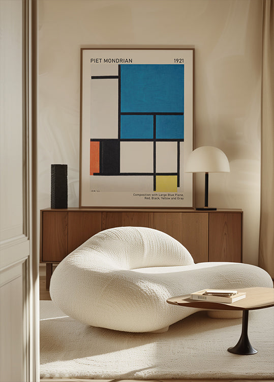 Composition With Large Blue Plane Poster