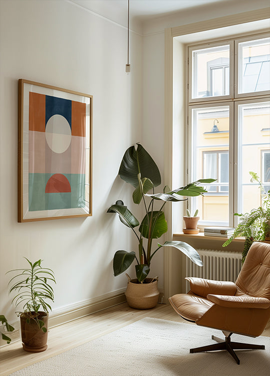 Abstract Geometric Artwork With Earthy Tones Poster