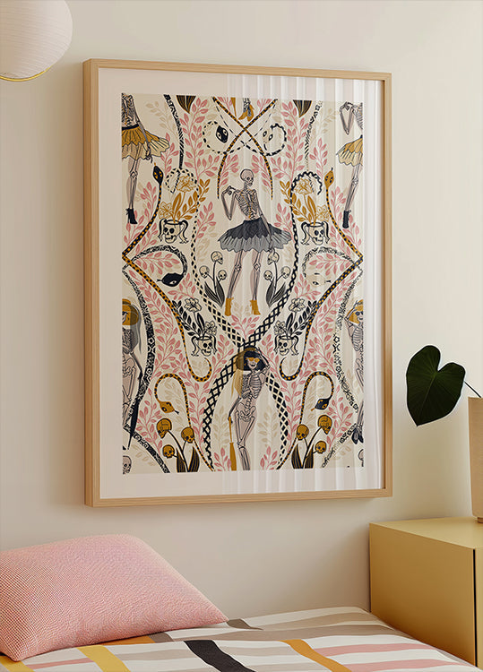 Gothic fashionista antique white pattern Poster