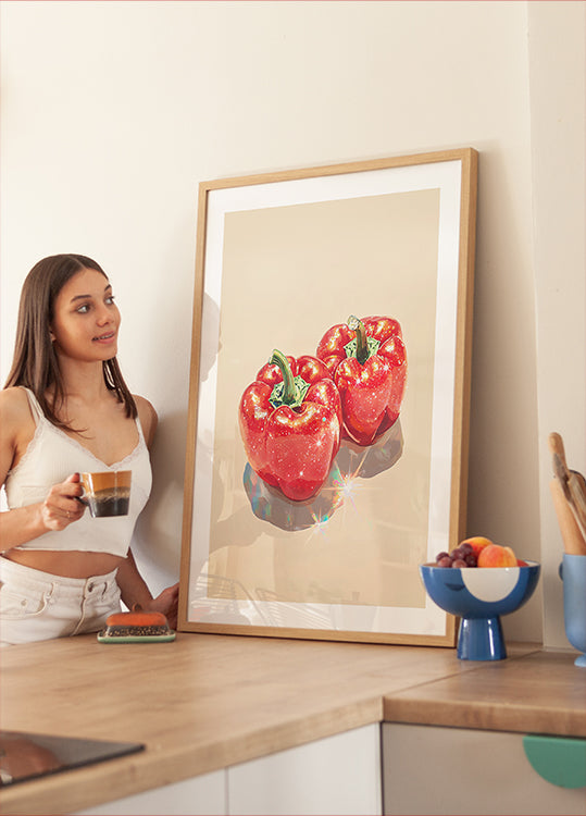 Sparkling Red Bell Peppers Poster