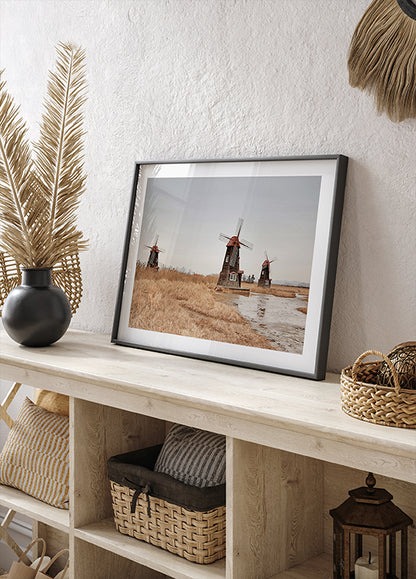 Old Windmills in the Countryside Poster