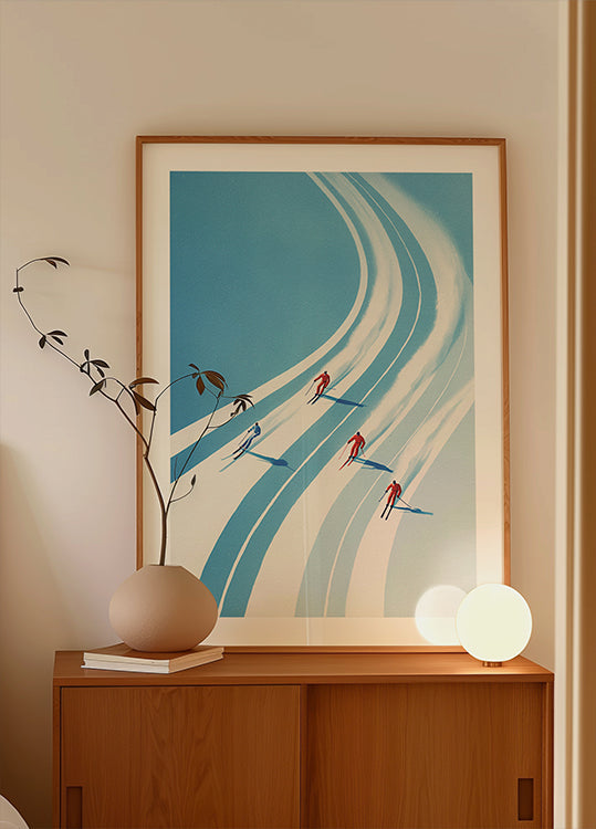 Four Skiers Poster