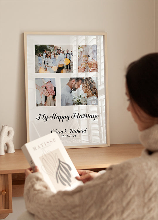 My Happy Marriage, Personalized Wedding Photo Collage Poster