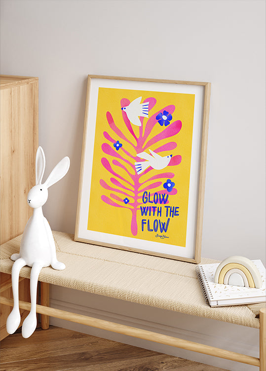 Birds - Glow with the Flow pink Poster