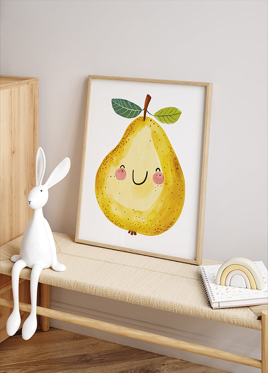 Smiling Yellow Pear Poster