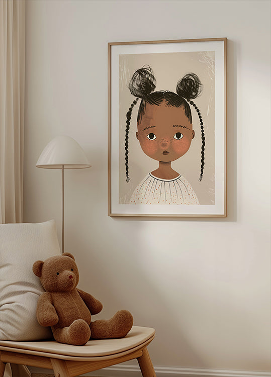 Black girl With Buns And Bra Poster