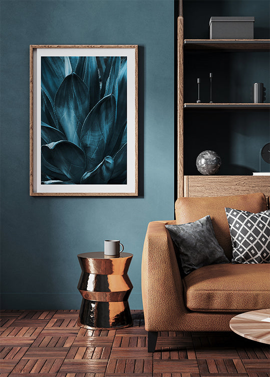 Dark Blue Agave Leaves Poster