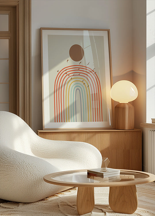 Stylized Rainbow With Layered Pastel Poster