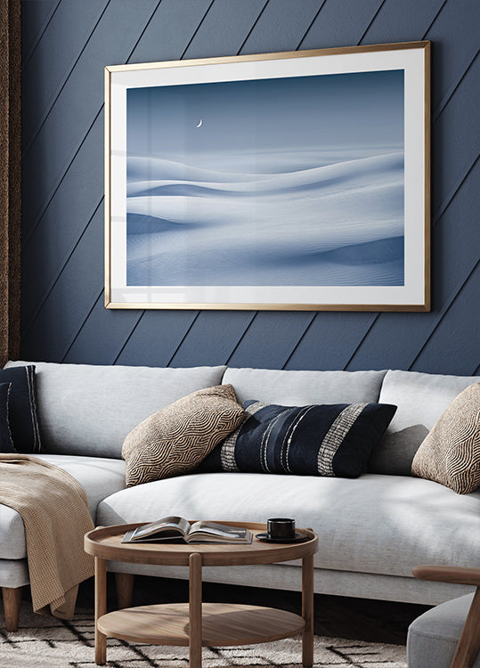 Moonlit Snow Waves Poster