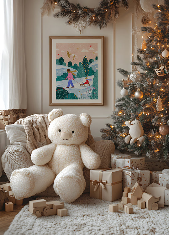 Snowy Sledge Walk Poster