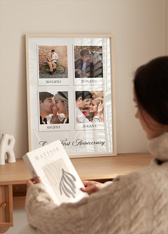 Couple Moments Photo Collage, 4 Polaroid Style Prints Poster