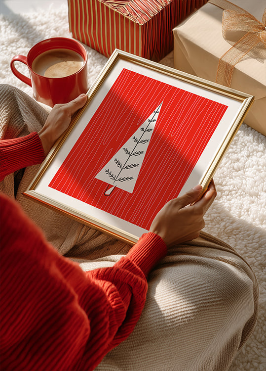 Red Christmas Tree Poster