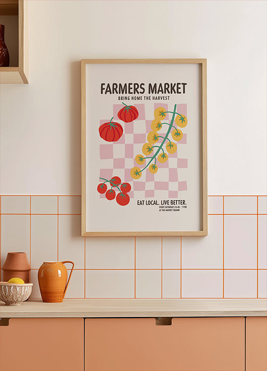 Farmers Market Tomatoes Pink Poster