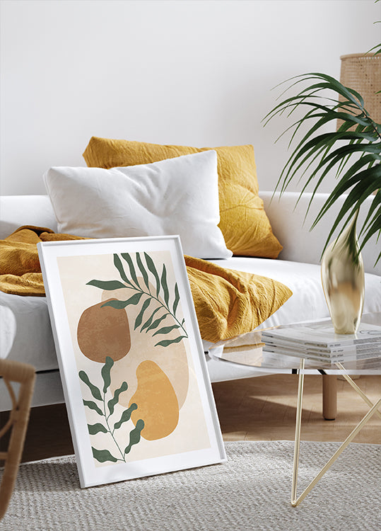 Abstract Shapes and Leaf Poster