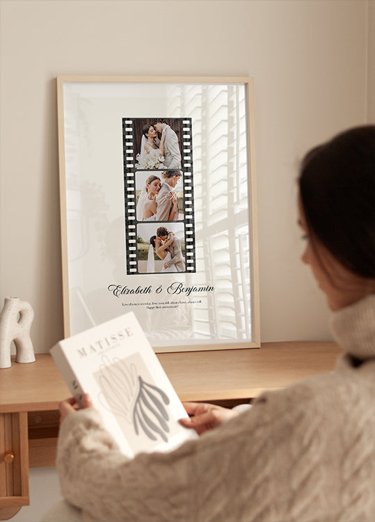 Romantic Wedding Film Strip, Mr and Mrs Poster