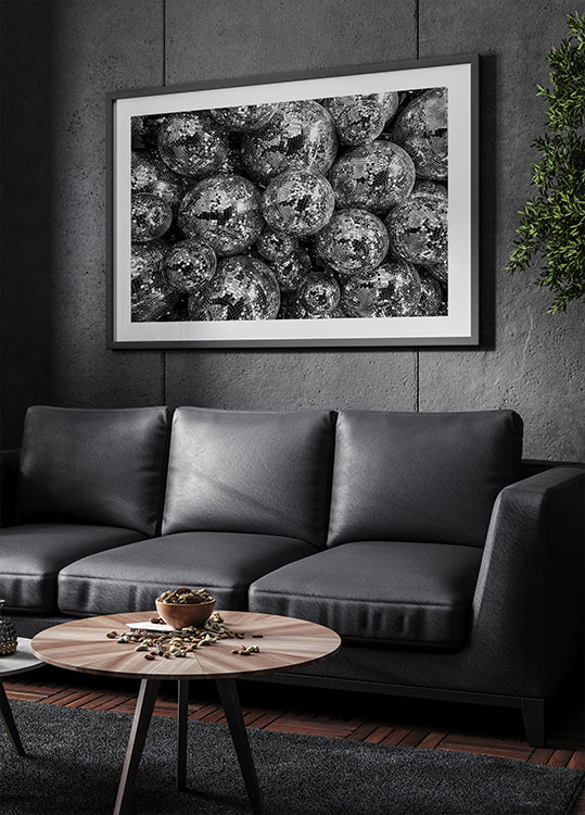 Disco Balls in Black and White Poster