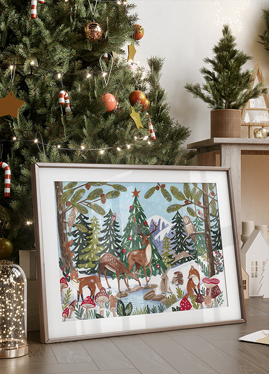 Animal Winter Scene Poster