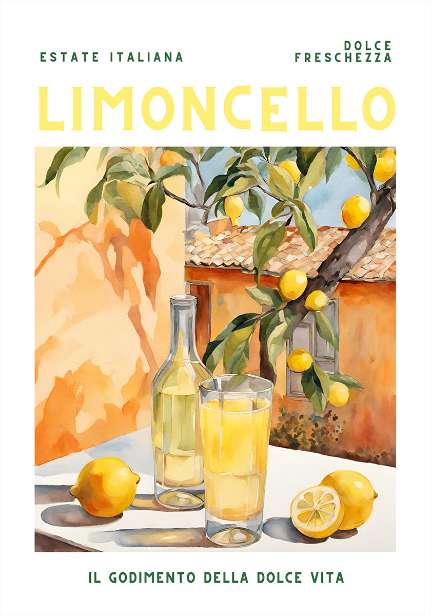 Limoncello, Aquarell, Fresh Poster