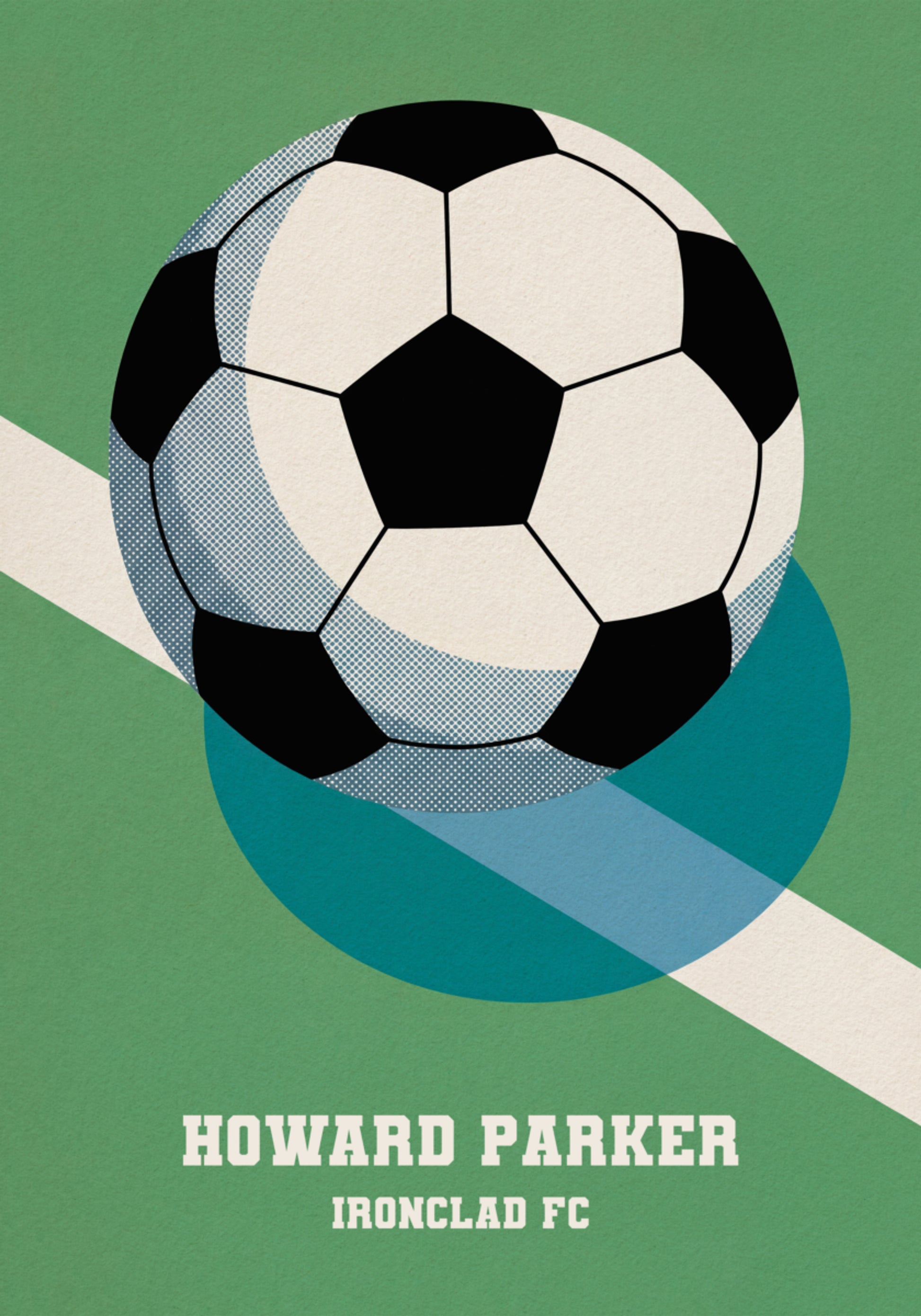 Retrostilne fotbollsaffisch med svartvit boll