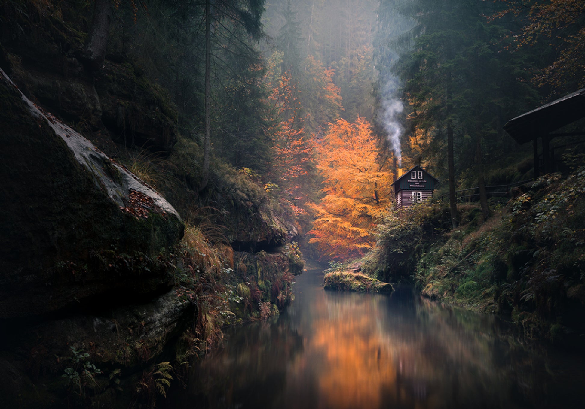 Misty Autumn Cabin