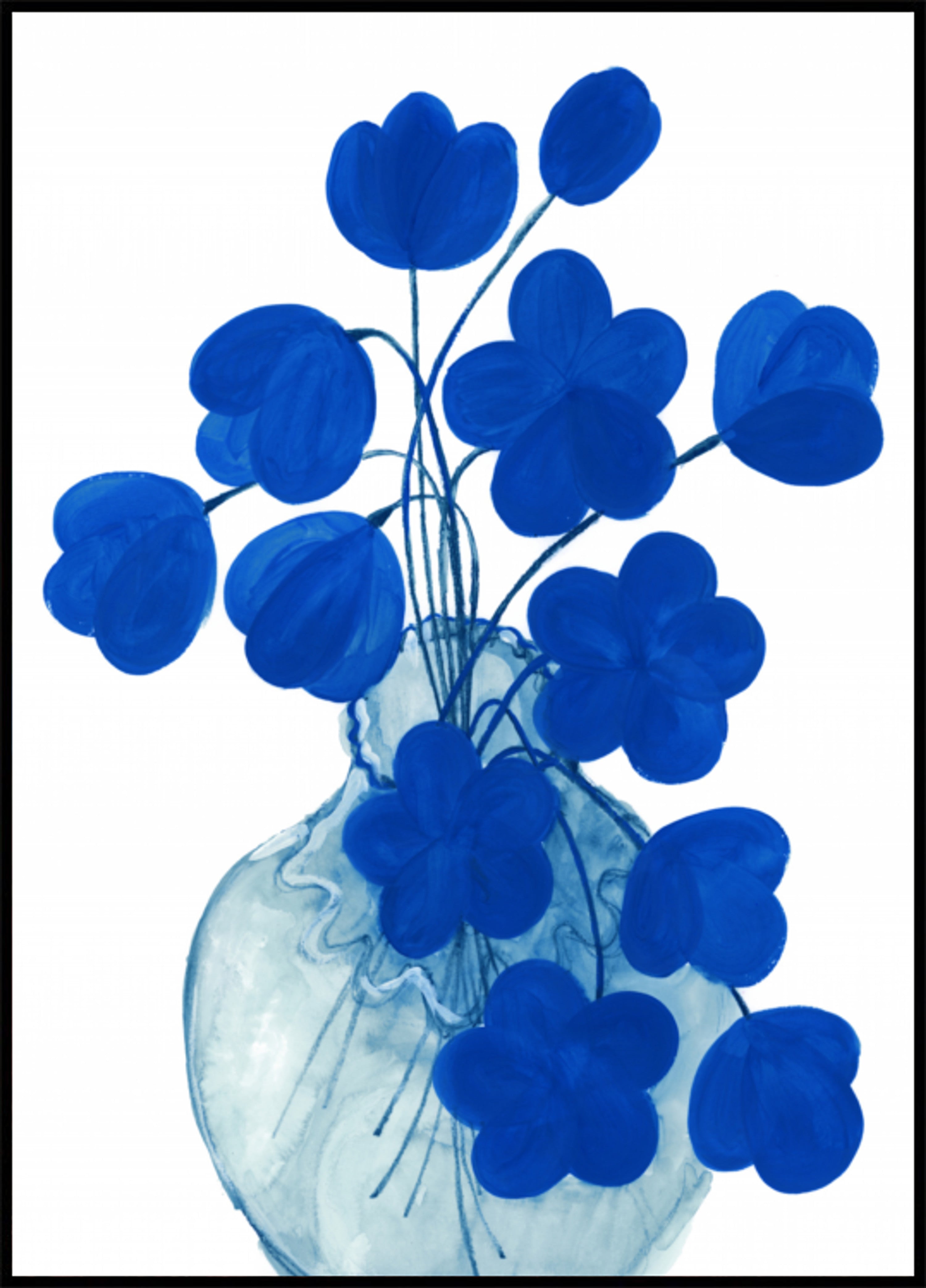 Deep Blue Floral Vase