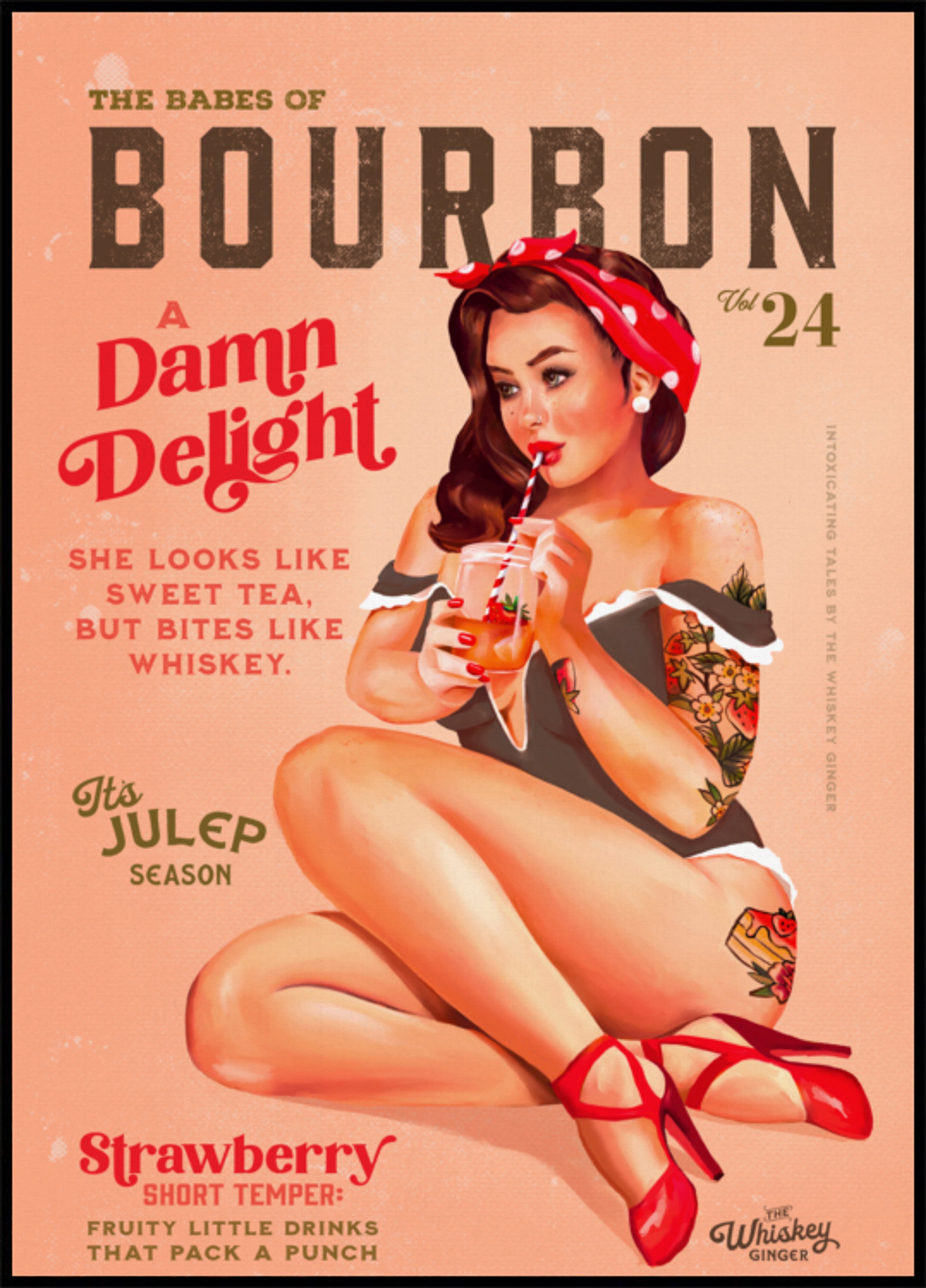 Bourbon Babes Vol 22 Vintage Pinup Girl Drinking A Cocktail