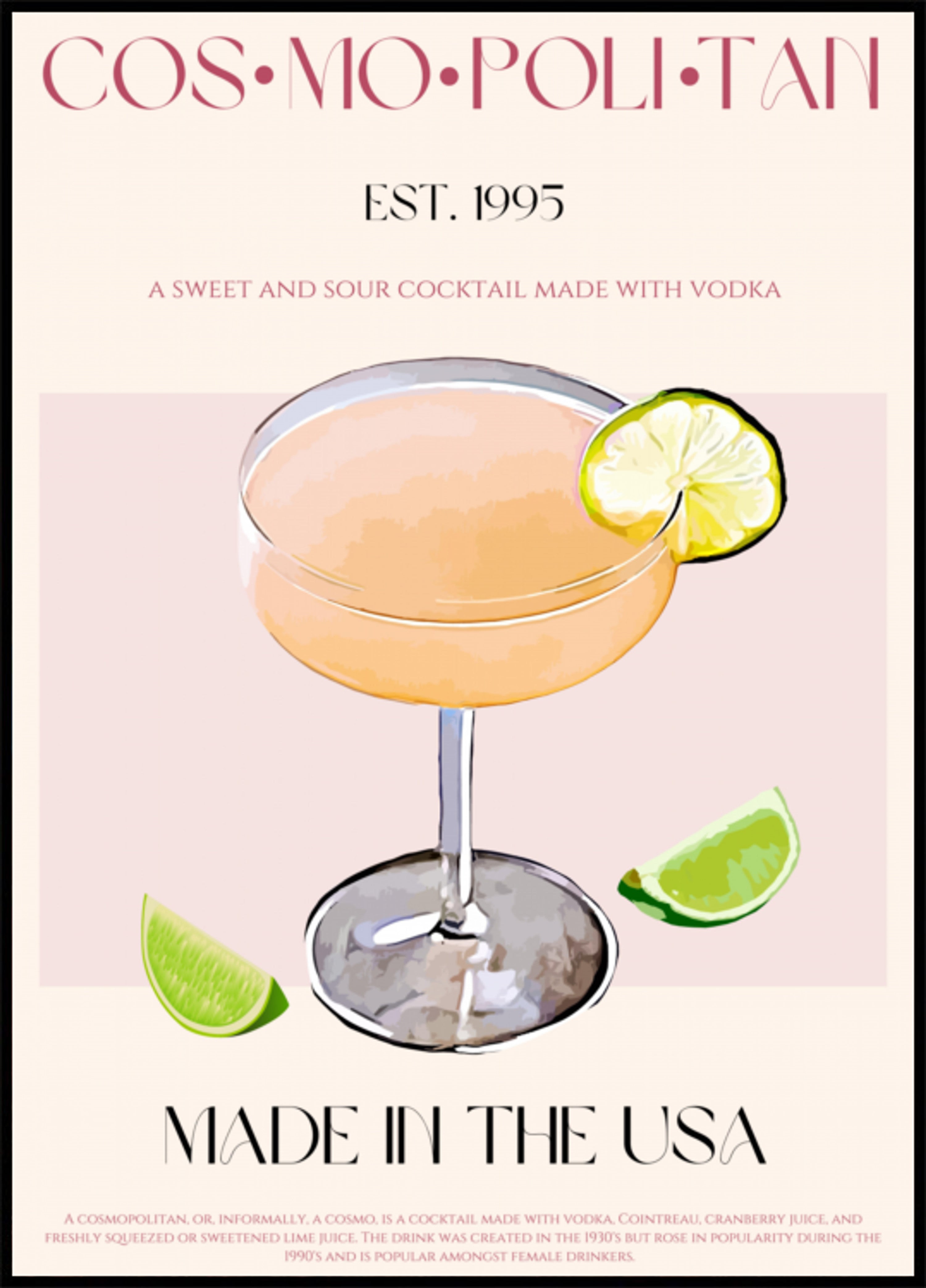 Cosmopolitan Cocktail With Lime