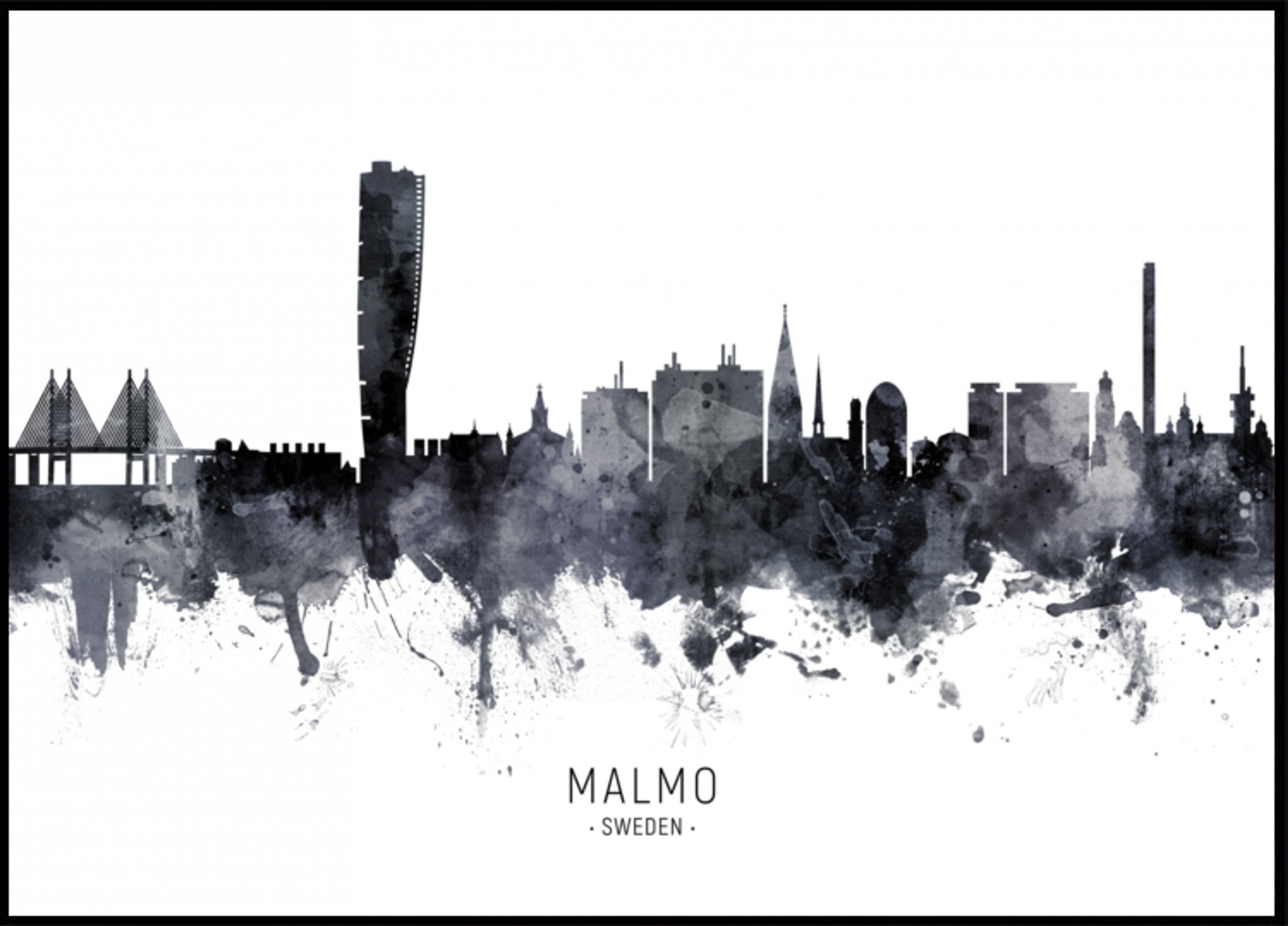 Malmo Skyline Watercolor