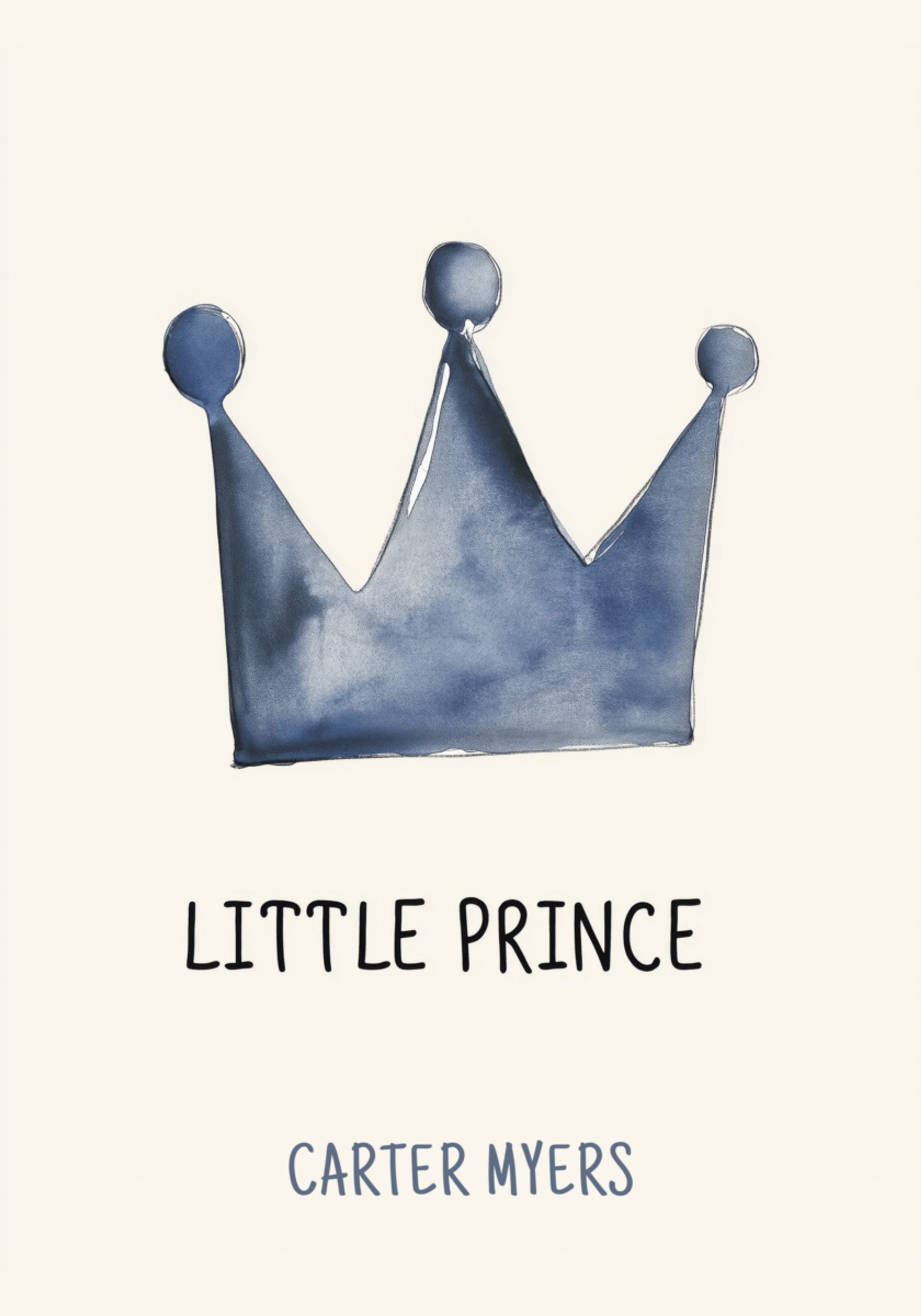 Minimalist Blue Crown Little Prince Wall Art