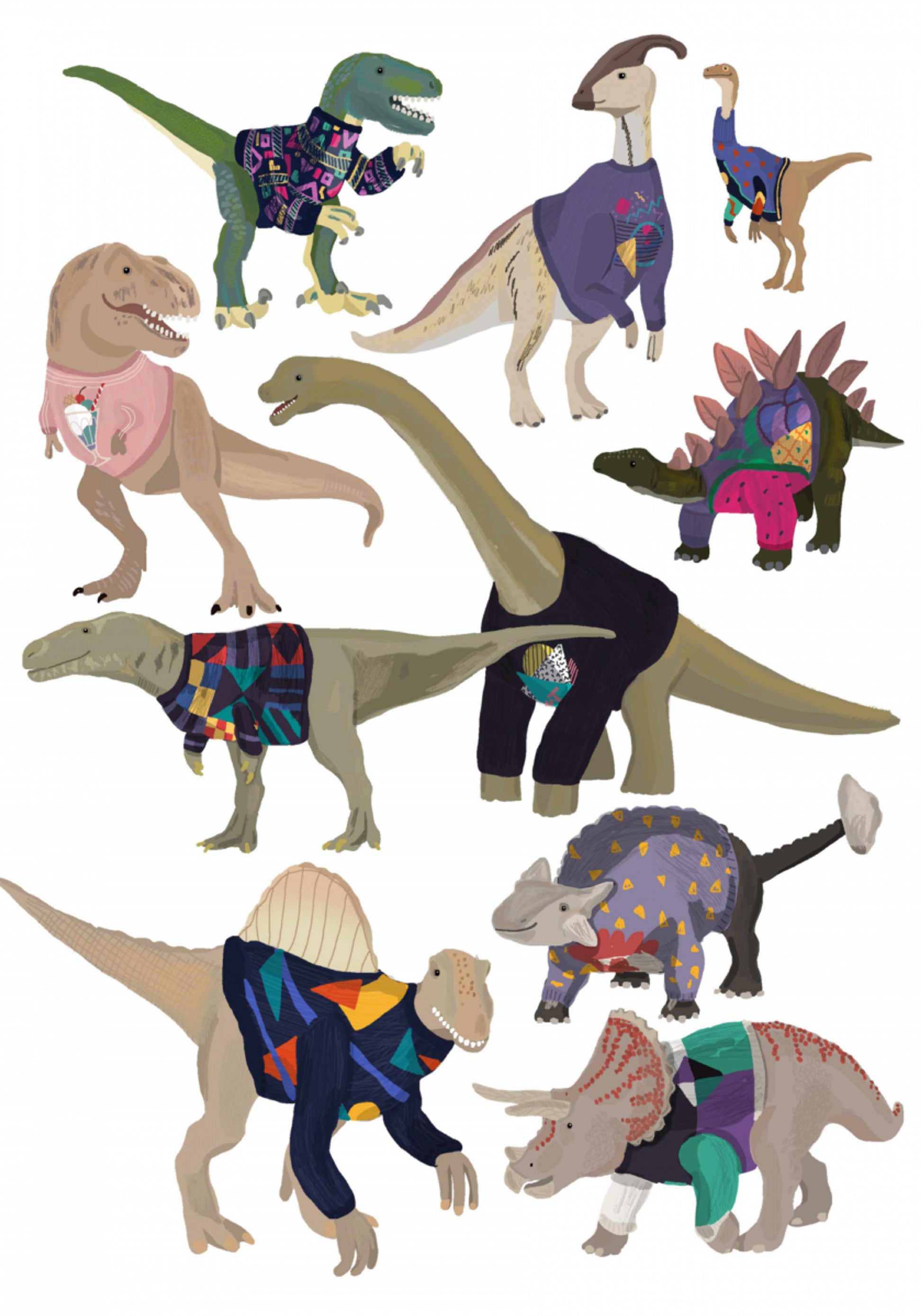Whimsical Dinosaur Sweaters