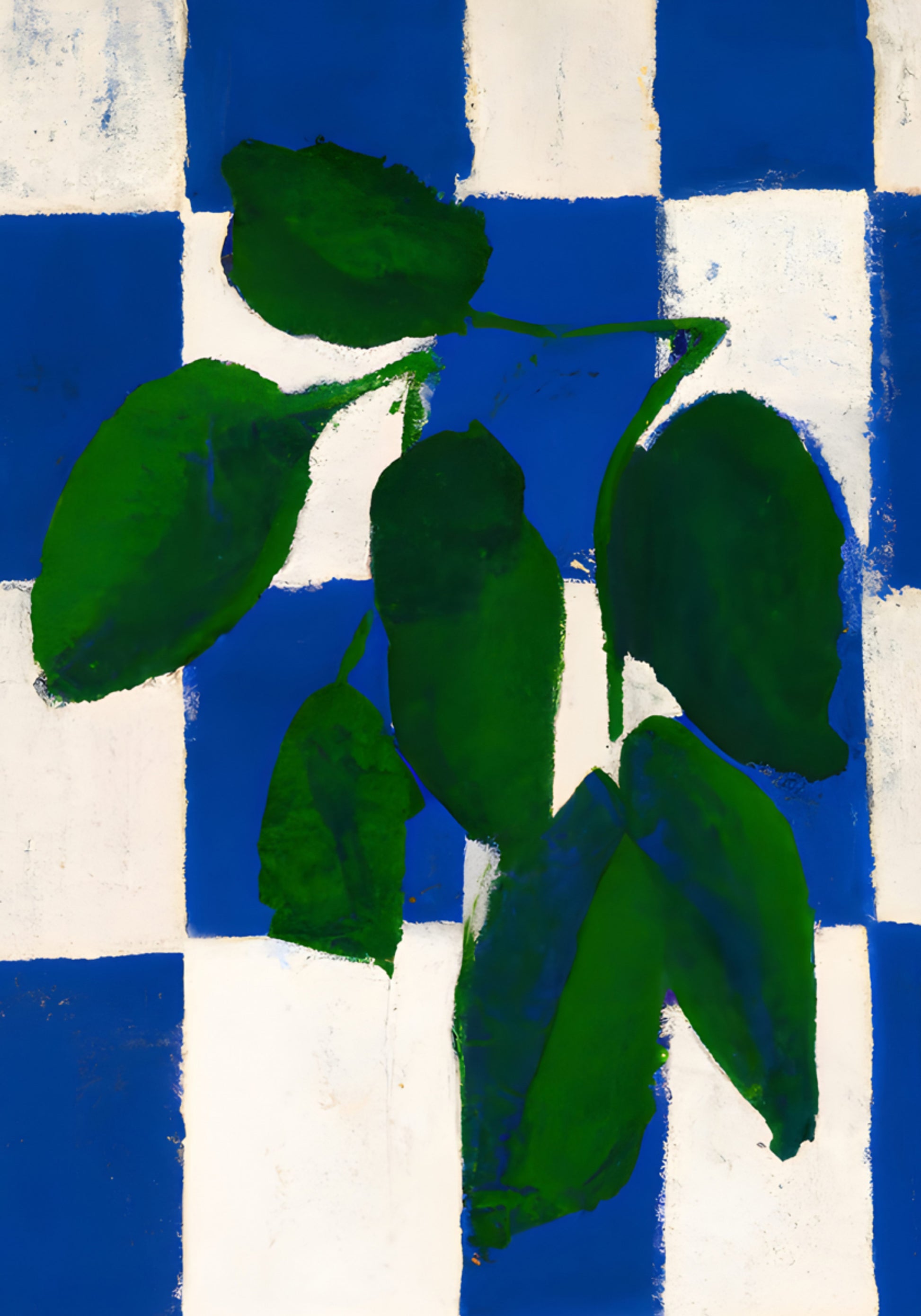 Green Leaves Blue Checkers