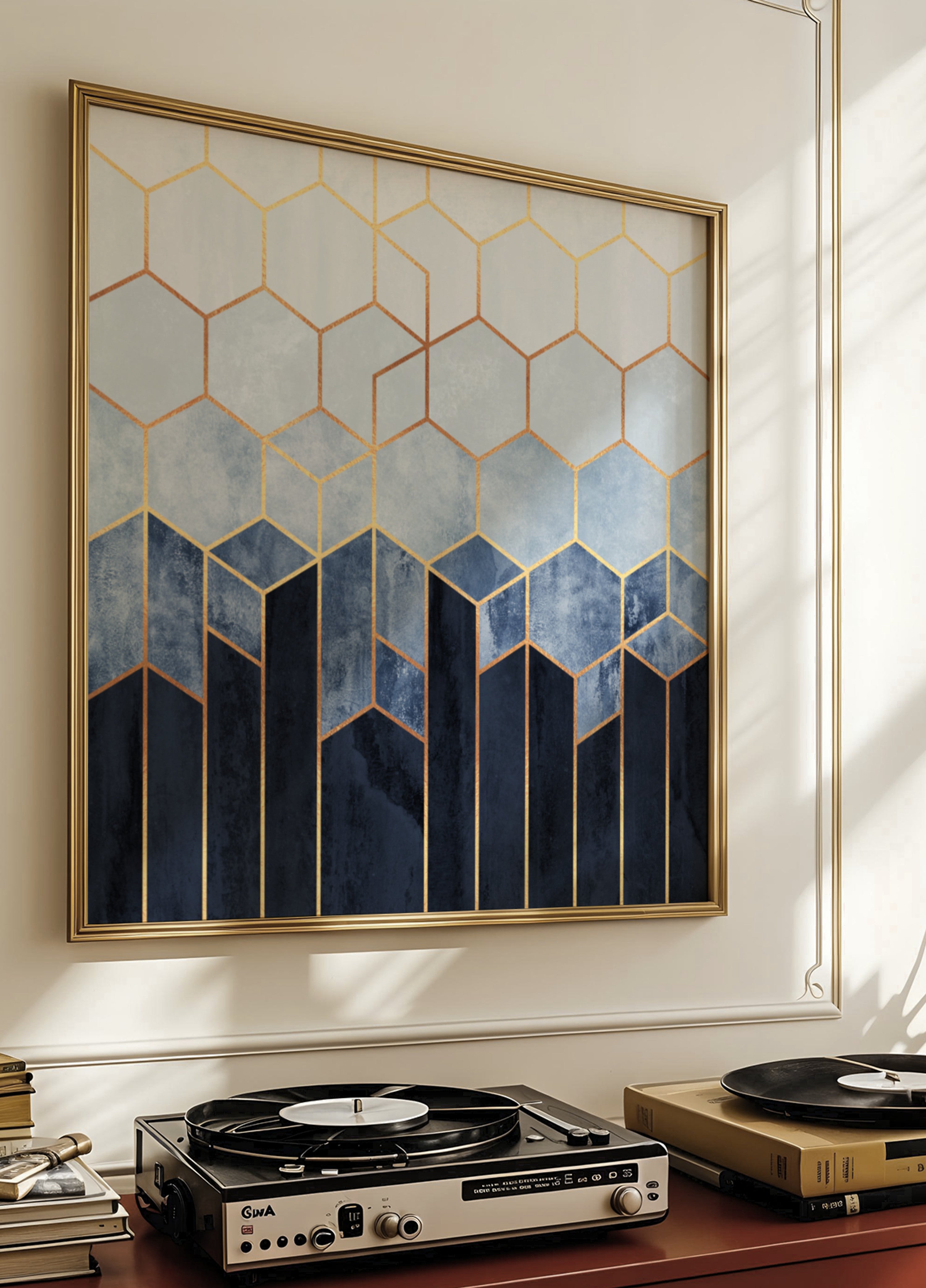 Golden Blue Hexagons