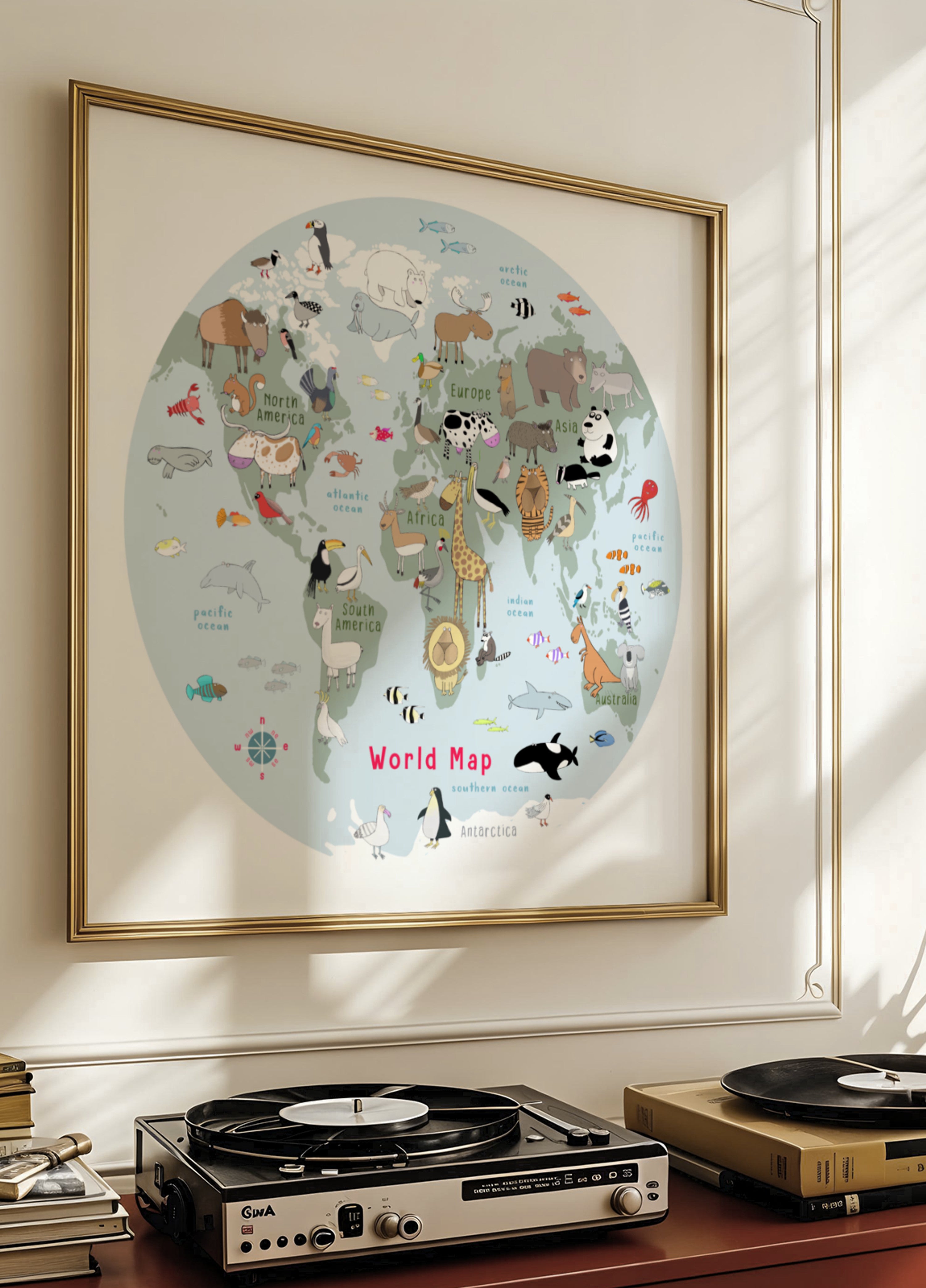 Cute Animal World Map