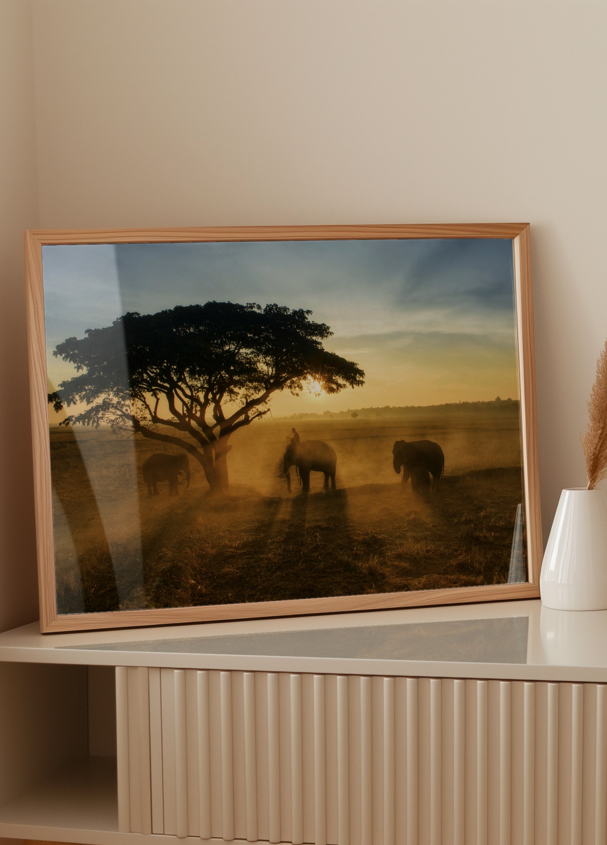 Elephants Golden Sunset