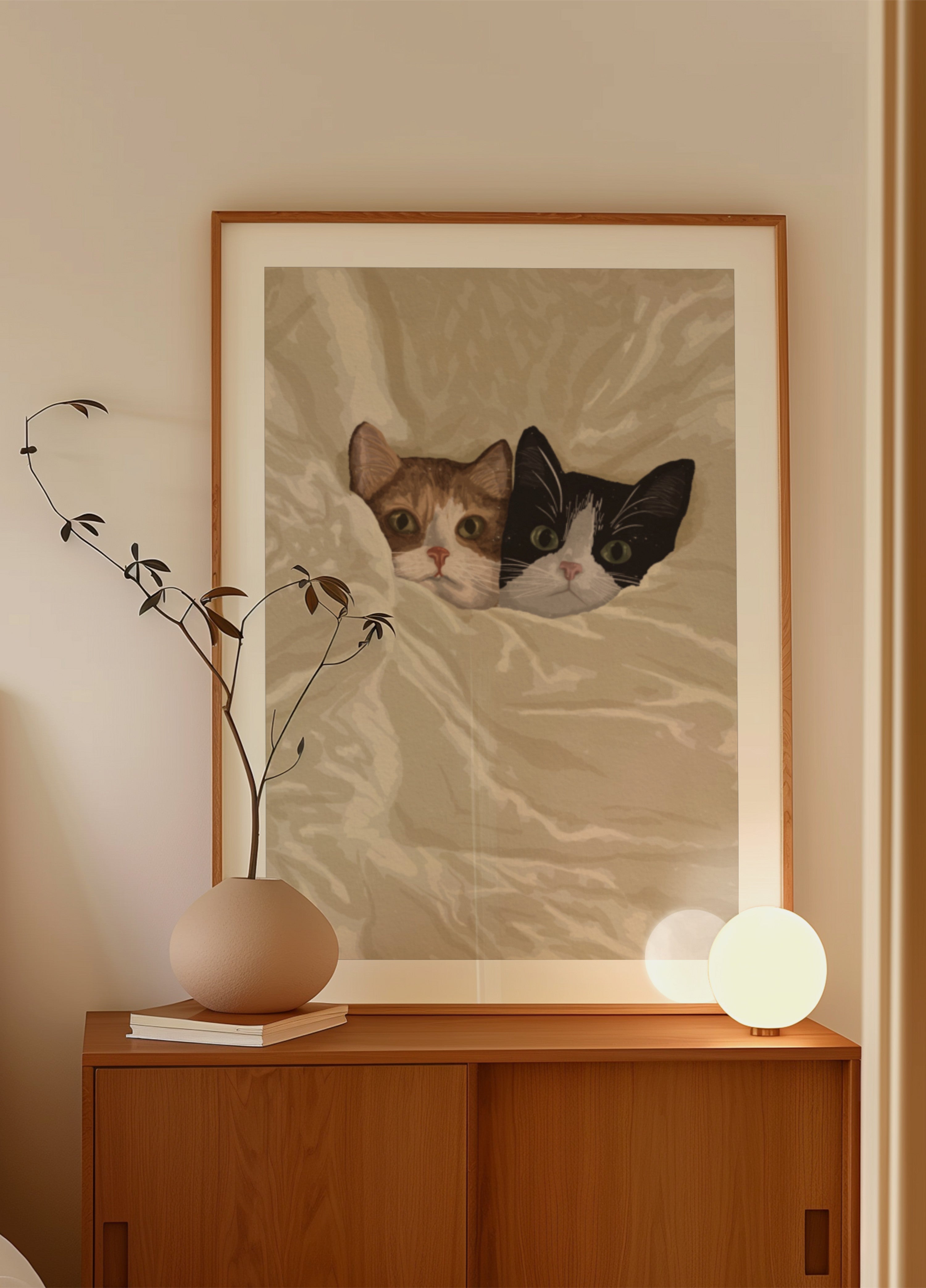 Cozy Cats Peeking Out
