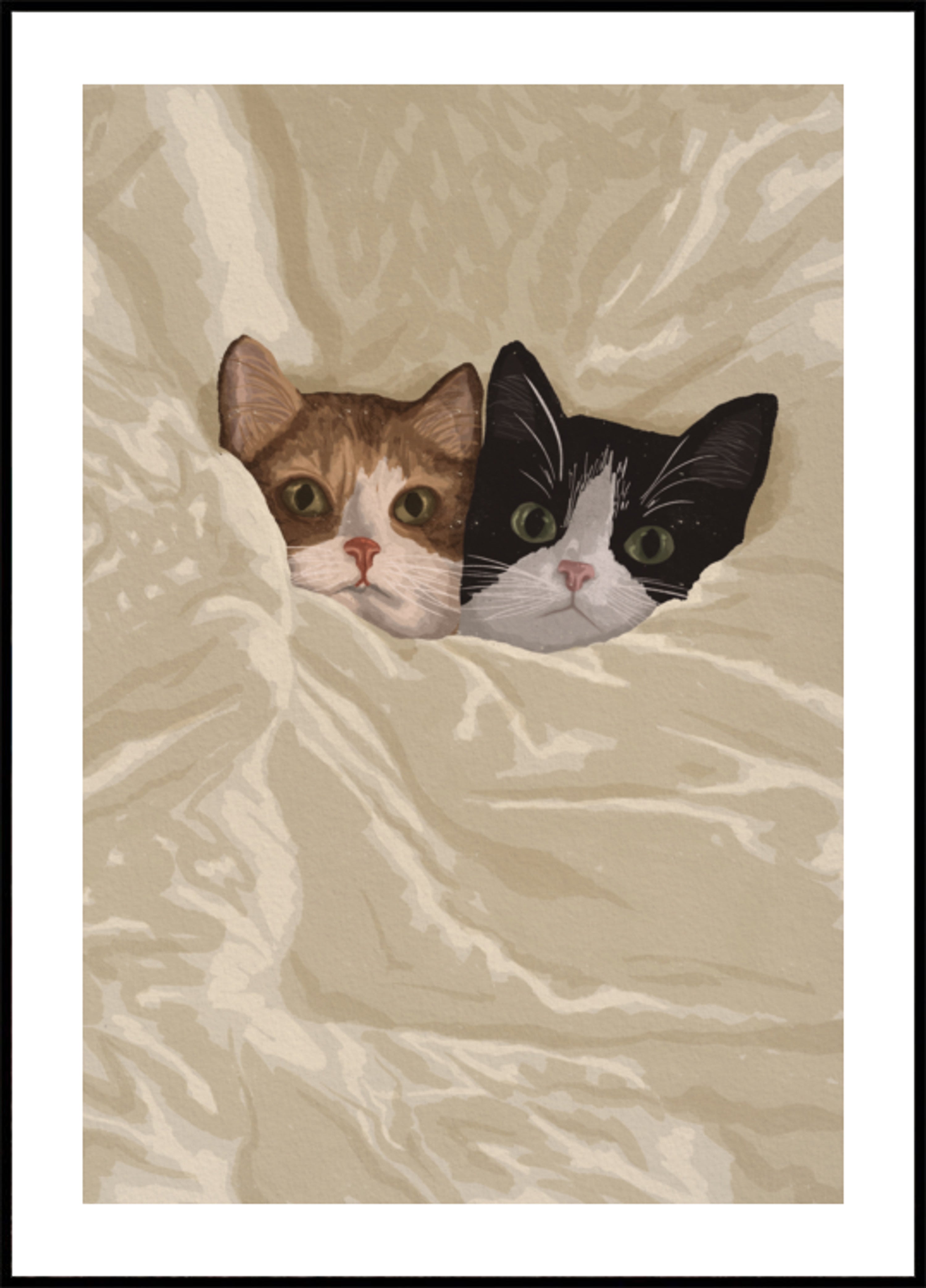 Cozy Cats Peeking Out