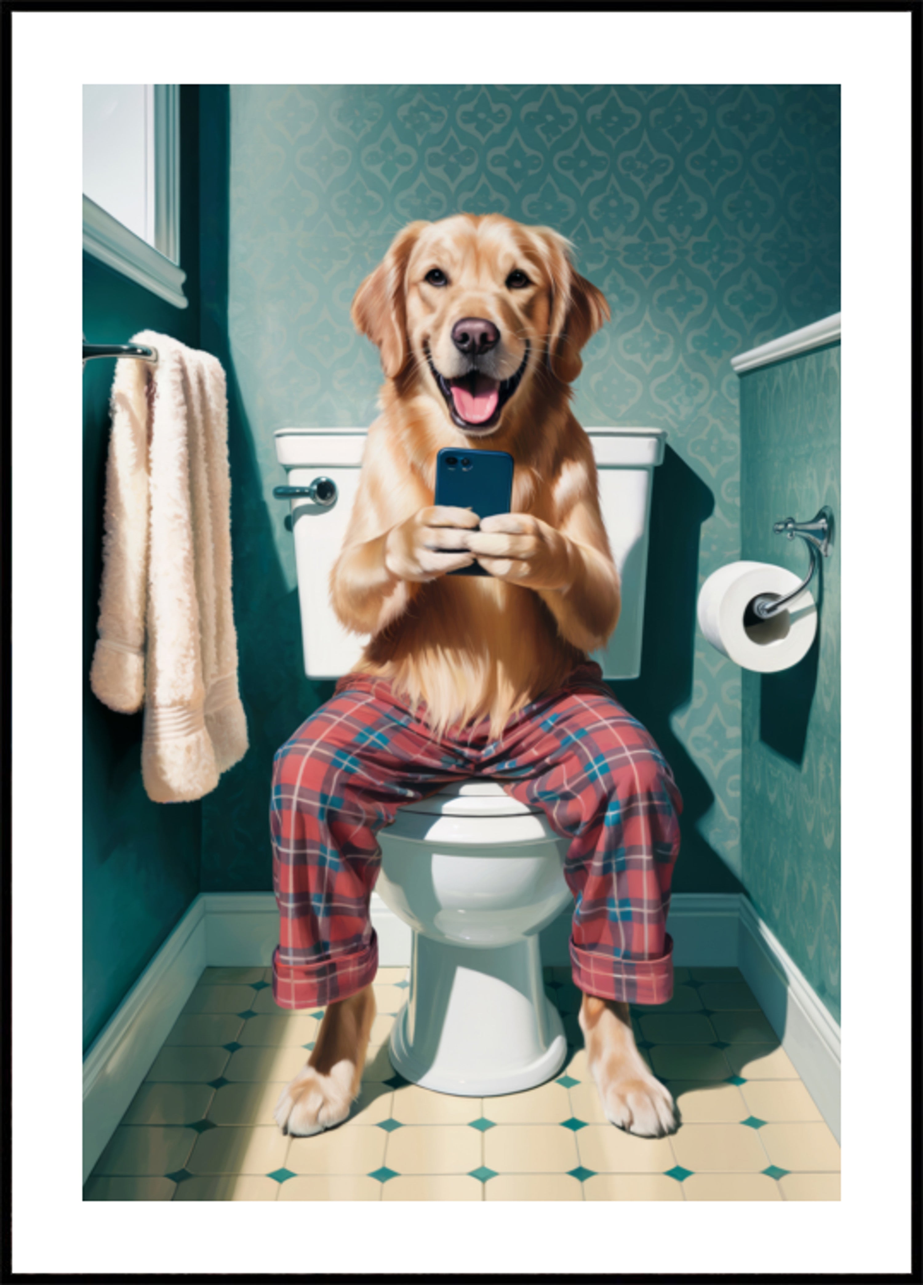 Funny Dog on Toilet