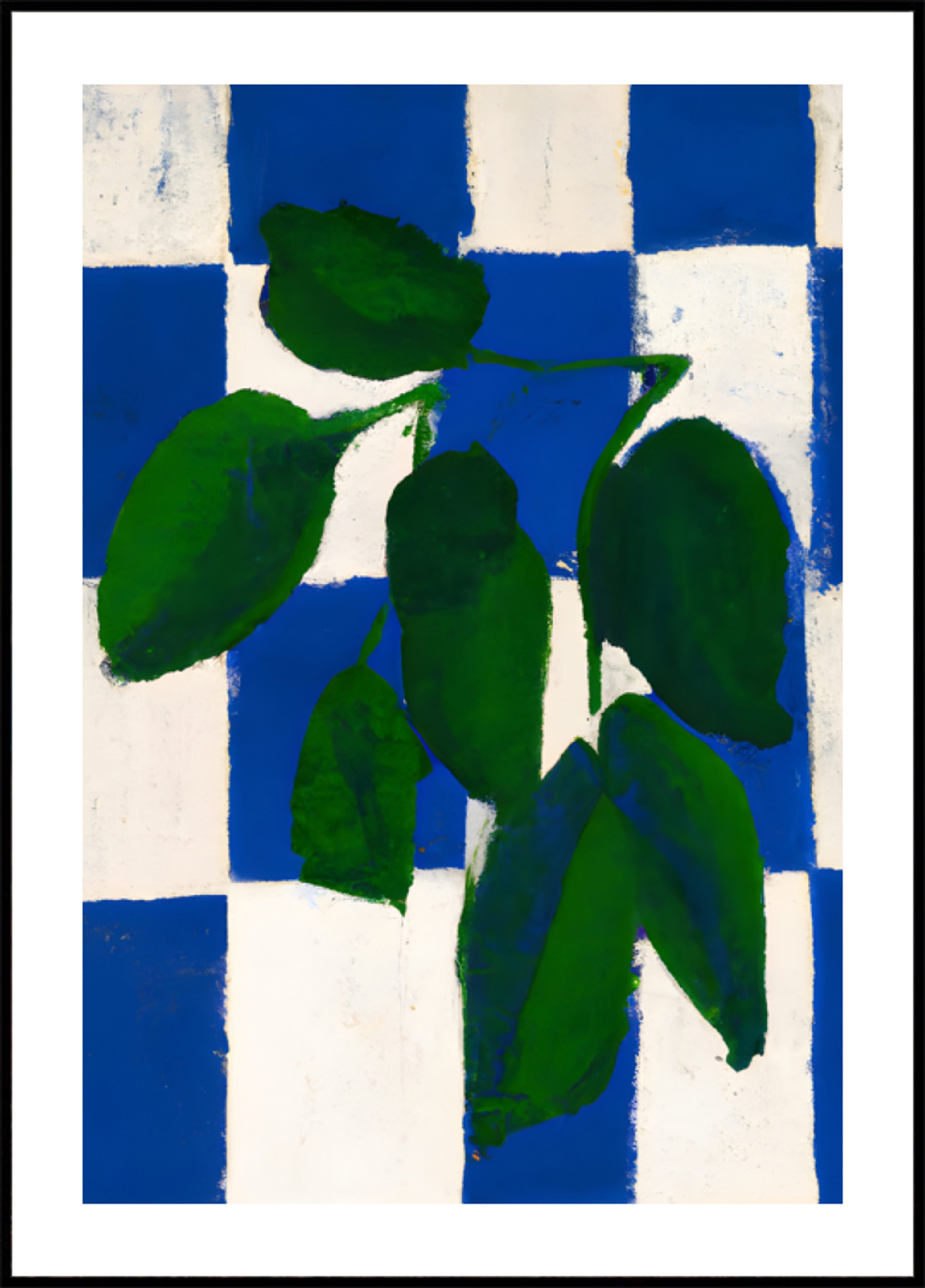 Green Leaves Blue Checkers
