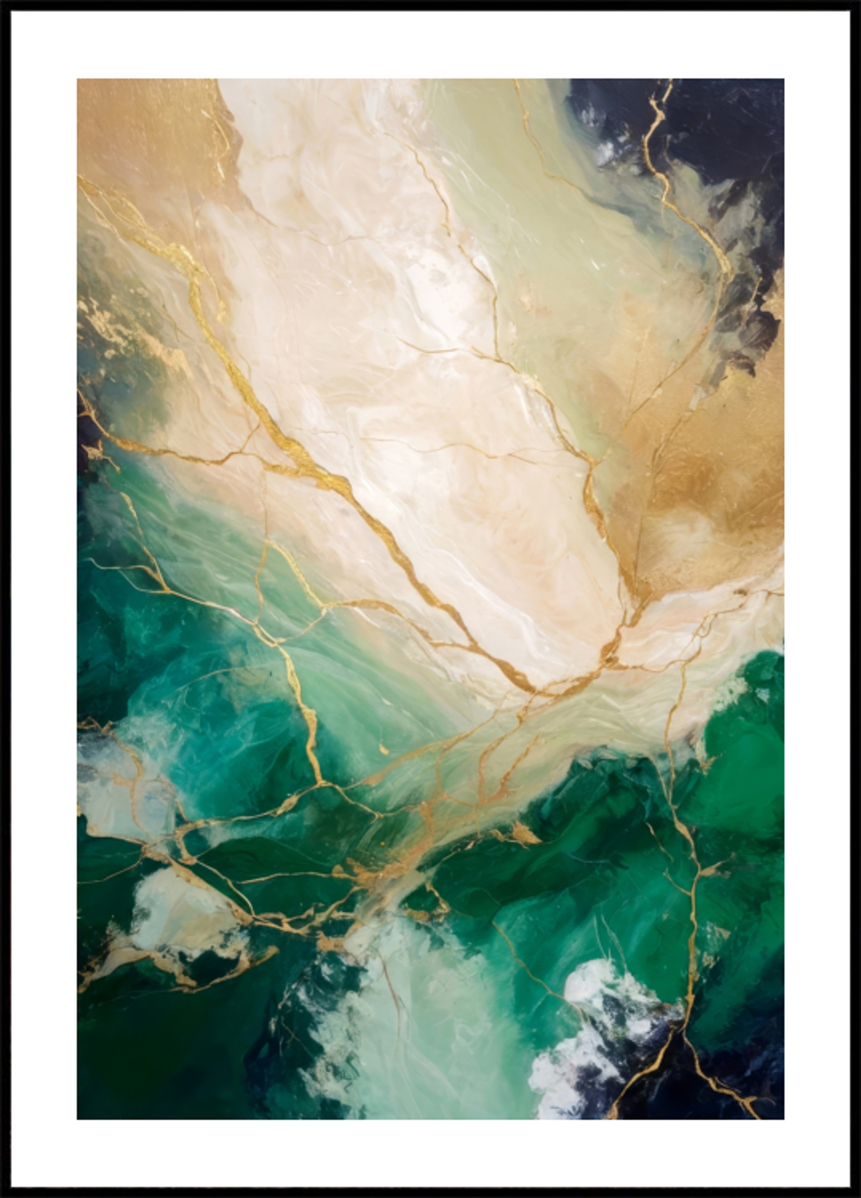 Emerald Gold Marble Flow